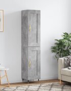 vidaXL Висок шкаф бетонно сив 345x34x180 см инженерно дърво