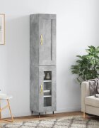 vidaXL Висок шкаф бетонно сив 345x34x180 см инженерно дърво