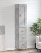 vidaXL Висок шкаф бетонно сив 345x34x180 см инженерно дърво