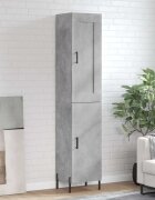 vidaXL Висок шкаф бетонно сив 345x34x180 см инженерно дърво