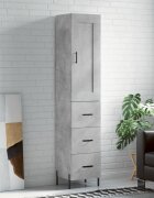 vidaXL Висок шкаф бетонно сив 345x34x180 см инженерно дърво
