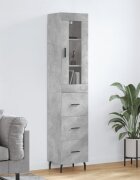 vidaXL Висок шкаф бетонно сив 345x34x180 см инженерно дърво