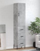 vidaXL Висок шкаф бетонно сив 345x34x180 см инженерно дърво