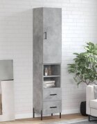 vidaXL Висок шкаф бетонно сив 345x34x180 см инженерно дърво
