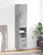 vidaXL Висок шкаф бетонно сив 345x34x180 см инженерно дърво