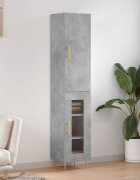 vidaXL Висок шкаф бетонно сив 345x34x180 см инженерно дърво