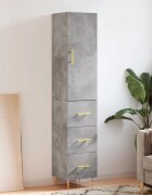 vidaXL Висок шкаф бетонно сив 345x34x180 см инженерно дърво