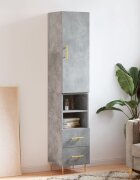 vidaXL Висок шкаф бетонно сив 345x34x180 см инженерно дърво