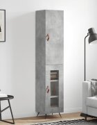 vidaXL Висок шкаф бетонно сив 345x34x180 см инженерно дърво