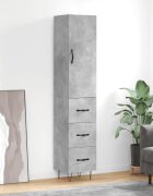 vidaXL Висок шкаф бетонно сив 345x34x180 см инженерно дърво