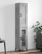 vidaXL Висок шкаф бетонно сив 345x34x180 см инженерно дърво