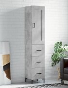 vidaXL Висок шкаф бетонно сив 345x34x180 см инженерно дърво