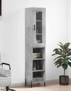 vidaXL Висок шкаф бетонно сив 345x34x180 см инженерно дърво
