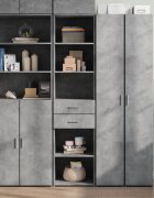 vidaXL Висок шкаф бетонно сив 45x425x185 см инженерно дърво