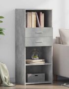 vidaXL Висок шкаф бетонно сив 50x425x124 см инженерно дърво