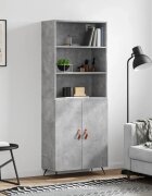 vidaXL Висок шкаф бетонно сив 695x34x180 см инженерно дърво