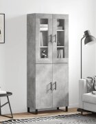 vidaXL Висок шкаф бетонно сив 695x34x180 см инженерно дърво
