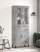 vidaXL Висок шкаф бетонно сив 695x34x180 см инженерно дърво