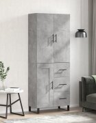 vidaXL Висок шкаф бетонно сив 695x34x180 см инженерно дърво
