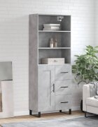 vidaXL Висок шкаф бетонно сив 695x34x180 см инженерно дърво