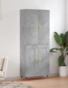 vidaXL Висок шкаф бетонно сив 695x34x180 см инженерно дърво