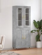 vidaXL Висок шкаф бетонно сив 695x34x180 см инженерно дърво