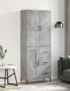 vidaXL Висок шкаф бетонно сив 695x34x180 см инженерно дърво