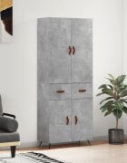 vidaXL Висок шкаф бетонно сив 695x34x180 см инженерно дърво