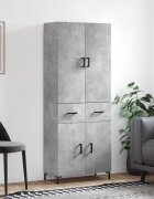 vidaXL Висок шкаф бетонно сив 695x34x180 см инженерно дърво
