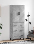 vidaXL Висок шкаф бетонно сив 695x34x180 см инженерно дърво