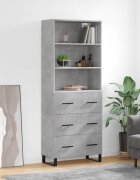 vidaXL Висок шкаф бетонно сив 695x34x180 см инженерно дърво