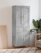 vidaXL Висок шкаф бетонно сив 695x34x180 см инженерно дърво