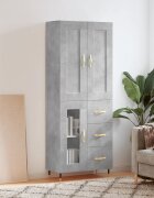 vidaXL Висок шкаф бетонно сив 695x34x180 см инженерно дърво