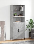 vidaXL Висок шкаф бетонно сив 695x34x180 см инженерно дърво