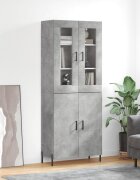 vidaXL Висок шкаф бетонно сив 695x34x180 см инженерно дърво