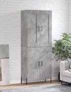 vidaXL Висок шкаф бетонно сив 695x34x180 см инженерно дърво