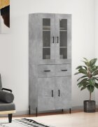 vidaXL Висок шкаф бетонно сив 695x34x180 см инженерно дърво