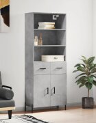 vidaXL Висок шкаф бетонно сив 695x34x180 см инженерно дърво