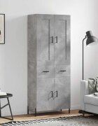 vidaXL Висок шкаф бетонно сив 695x34x180 см инженерно дърво
