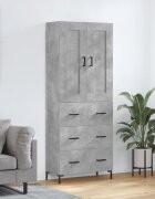 vidaXL Висок шкаф бетонно сив 695x34x180 см инженерно дърво