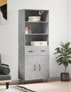vidaXL Висок шкаф бетонно сив 695x34x180 см инженерно дърво