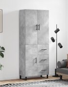 vidaXL Висок шкаф бетонно сив 695x34x180 см инженерно дърво