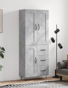 vidaXL Висок шкаф бетонно сив 695x34x180 см инженерно дърво