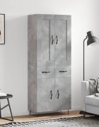 vidaXL Висок шкаф бетонно сив 695x34x180 см инженерно дърво