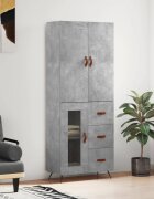 vidaXL Висок шкаф бетонно сив 695x34x180 см инженерно дърво