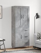 vidaXL Висок шкаф бетонно сив 695x34x180 см инженерно дърво