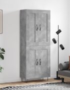 vidaXL Висок шкаф бетонно сив 695x34x180 см инженерно дърво