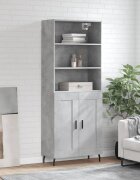 vidaXL Висок шкаф бетонно сив 695x34x180 см инженерно дърво