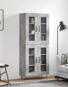 vidaXL Висок шкаф бетонно сив 695x34x180 см инженерно дърво