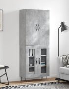 vidaXL Висок шкаф бетонно сив 695x34x180 см инженерно дърво